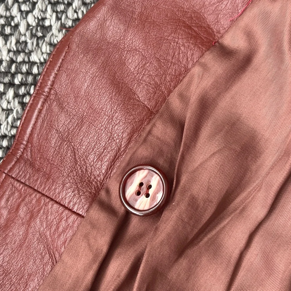 Vintage Red Leather Trench Coat - Picture 6 of 8